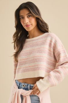 Embrace cozy chic with this fair isle cropped sweater. Its intricate pattern and flattering fit make it a versatile piece perfect for layering or standalone style. White Dress Skirt, Christmas Boots, Jean Trends, Cozy Chic, Altar'd State, Christmas Dress, Dress With Bow, Cropped Sweater, Stripe Sweater