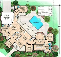 this is an artist's rendering of the floor plan for these luxury home plans