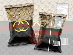 two bags of gucci's chocolate are shown