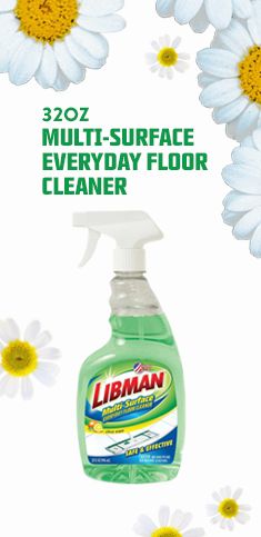 a bottle of liman multi - surface everyday floor cleaner with daisies in the background