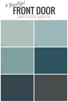 the front door paint colors are blue, gray and white with text that reads 8 beautiful front