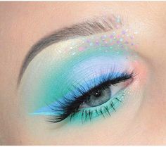 Like what you see? Follow me for more: @uhairofficial Light Blue Makeup, Mermaid Eyes, Festival Make Up, Colorful Eye Makeup