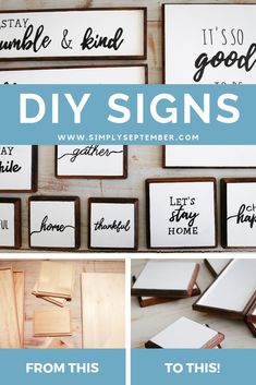 the diy signs are made with wood and paper