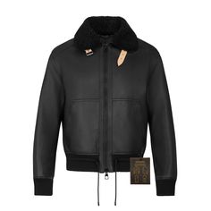 LOUIS VUITTON® - Leather Aviator Jacket - Black Mens Louis Vuitton, Leather Aviator Jacket, Fur Collar Jacket, Aviator Jacket, Mens Fur, Aviator Jackets, Designer Clothes For Men, Fashion Books, Mens Shirt Dress