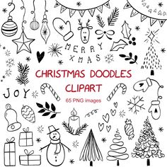 christmas doodles clipart for kids