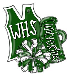 the whs logo is green and white with a bow on it's side