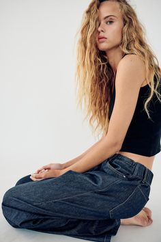 FLOWY FAUX DENIM PANTS - Navy blue | ZARA United States Blazer Vest