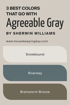 3 Best Colors that Go with Agreeable Gray by Sherwin Williams Brainstorm Bronze, Agreeable Grey Color Scheme, Sherwin Williams Paint Neutral, Agreeable Gray, House Paint Interior, Sherwin Williams Colors, House Color Palettes