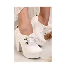 Welcome... Platform filled heeled shoes are a very comfortable product for your wedding day. You can also use it for outdoor shooting. It has a very cute appearance with the flower ornament on it.The shoes are light. I wish you to use it in good days. Heel high: 12 cm. Wedding Sneakers For Bride, Bride Shoe, Bride Sneakers, Bridal Wedges, Comfortable Bridal Shoes, Lace Bridal Shoes, Wedding Wedges, White Platform Shoes, Bridal Sneakers