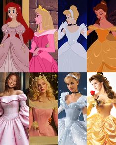 the princesses are all dressed up in their dresses