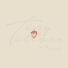 the logo for tiny tattoos by tattocco, which features a strawberry on it