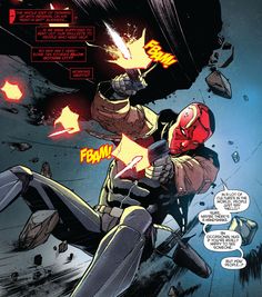 an image of a comic scene with the hero being attacked by another character in front of him