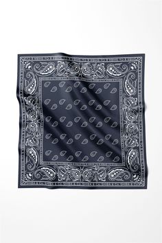 a black and white bandana with hearts on it