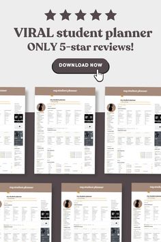 the virtual student planner is shown with five stars on each page and four pages below