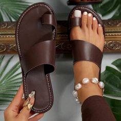 Brand New Cheap Brown Flip Flops With Leather Footbed, Brown Slippers, Strap Shoes, Summer Sandals, Beach Summer, Sandals Summer, Flip Flop, Flip Flop Sandals, Summer Beach