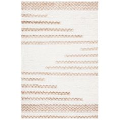 a rug with white and beige stripes on the bottom, in front of a white background