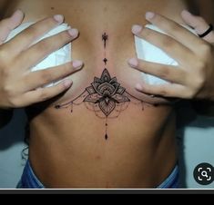 Dream Catcher Tattoo Under Brest, Tattoos In Between Breast Black Women, Inner Chest Tattoos For Women, Tattoos On Chest For Women, Underboob Tattoo Designs, Cute Thigh Tattoos, Stomach Tattoos Women, Cute Hand Tattoos, Chest Tattoos For Women