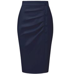 PRODUCT DETAILS: STYLE - Keep your look professional and stylish in this bodycon skirt from INSPIRE CHIC, featuring a high waist, pleated front, and button decor. OUTFIT - Pair with solid shirts and high heels for a chic office look. OCCASION - Focused on Ladies' Semi-Formal Wear - This skirt can be a perfect addition to almost any outfit from formal to daily wear, great for work, meetings, office, businesses, work, parties, cocktails, weddings, casual, daily dressing, etc. Fitted High Waist Mini Skirt For Office, High-waisted Pencil Skirt For Office, Fitted Blue Mini Skirt For Office, Formal Fitted Office Lady Mini Skirt, Blue Pencil Skirt For Office, Fitted Blue Mini Skirt For Work, Elegant Blue Pencil Skirt For Work, High Waist Fitted Pencil Skirt For Business Casual, High Waist Fitted Pencil Skirt For Work