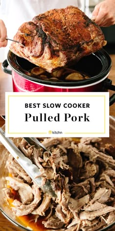 the best slow cooker pulled pork recipe is easy to make and tastes just as good as it looks