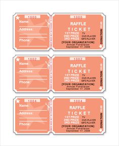 four tickets with the name raffle on them