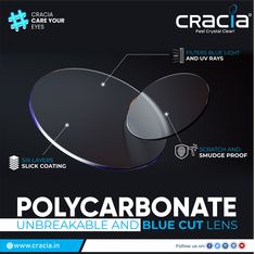 Polycarbonate Unbreakable & Blue cut Lens. Features: 1. Filters Blue Light & UV Rays 2. Six Layers Slick Coating 3. Scratch and Smudge Proof Visit to Know more: http://cracia.in #cracialens #cracia #polycarbonate #polycarbonatelenses Uv Rays, Light Blue, Crystals, Blue