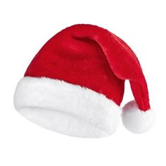 a red and white santa hat on a white background