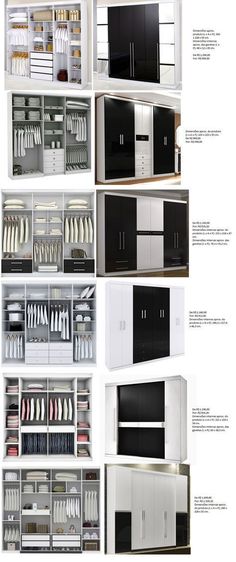 several different types of kitchen cabinets and cupboards with doors open to reveal various items