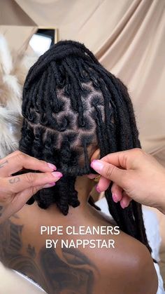 Locs Hair Styles Women, Nappstar Locs Styles, How To Style My Locs, Pipe Cleaner Locs, Down Loc Styles For Women, Cute Dreadlocks Hairstyles Black Women, Pipe Cleaner Curls On Locs