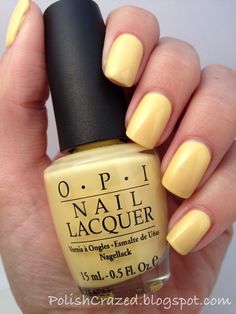 Polish Crazed- Banana Bandana by OPI Toe Nail Colors For Summer, Opi Yellow, Nail Colors For Summer, Toe Nail Colors, Gel Manicure Colors, Opi Nail Polish Colors, Opi Nail Colors, Yellow Nail, Manicure Colors