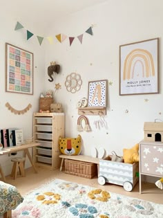 a child's room with toys and decor