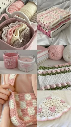 crochet patterns for blankets and afghans in pink, white, and grey