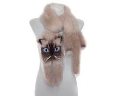 Knitted Scarf Birman cat. Fuzzy Soft beige brown scarf.  animal scarf. Cat Breed Scarf. custom pet p Crochet Tiger Scarf, Owl Knit Scarf, Cat Scarf Mens, Badger Scarf, Troll Halloween Costume, Troll Wig, Animal Scarf, Birman Cat, Brown Scarf