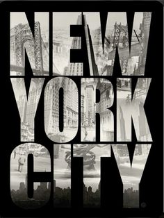 the new york city skyline is shown in black and white, as well as an image of