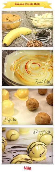 the steps to make banana cookie balls