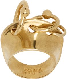 Find JEAN PAUL GAULTIER Gold Multiple Loops Ring on Editorialist. Band ring in gold-tone brass. O-rings at face. Supplier color: Gold Signant Ring, Vintage Assemblage Jewelry, Mixed Metal Rings, Robert Lee Morris, Vintage Assemblage, Unusual Rings, Vintage Goth, Piercing Ring, Assemblage Jewelry