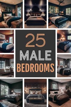 the 25 male bedroom designs are featured in this collage