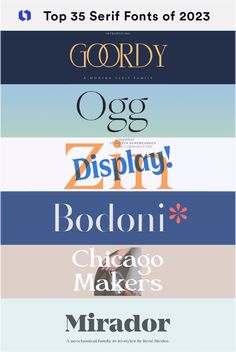 A list of the top serif fonts of 2023 from top designers. From whimsical serifs to slab and traditional serif fonts included. Free Serif Fonts, Popular Free Fonts, Best Serif Fonts, Logo Examples, 2023 Logo, Fonts 2023, Serif Logo, Examples Of Logos, Brand Personality