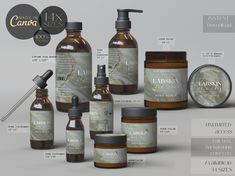 an assortment of skin care products with labels