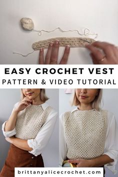 the easy crochet vest pattern and video instructions for beginners to make it