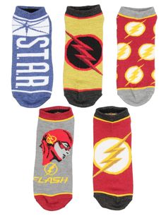 PRICES MAY VARY. THESE ARE OFFICIALLY LICENSED DC COMICS SOCKS, GUARANTEED - This Flash sock set is manufactured by Bioworld, one of the leading pop culture companies in the world. Quality is always guaranteed and the products are made with customers like you in mind! COMFORTABLE & STYLISH - Made with a super soft and stretchy dual-blend fabric for that extra comfortable feel when lounging or walking. DETAILED CHARACTER INSPIRED DESIGNS - This ankle socks set features 5 different pairs each with Reverse Flash, Star Labs, Flash Logo, Lab Logo, Superhero Team, Fastest Man, Superhero Characters, Nerdy Girl, No Show Socks