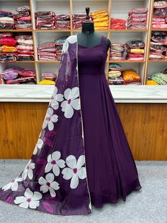 Dark Wine Anarkali Gown for women Indian long gown Salwar Suit Gown with Dupatta Kurti Gown Anarkali suit Party wear gown floral gown PRESENTING NEW DARK WINE COLOUR PURE SOFT FOX GEORGETTE FULLY FLAIR GOWN,DUPPTA SET READY TO WEAR FULLY STTICHED CODE:256  KURTI FABRIC:PURE SOFT FOX GEORGETTE  FABRIC INNER MICRO COTTON FLAIR: 7.5 mtr  plus fully flair LENGTH :55 56 inch apporx  SLEEVES FABRIC ATTACHED INCLUDED,FULL LENGTH GOWN,PADDED, GOWN INNER: MICRO COTTON FULL INNER  DUPPTA: 2.3 MTR PURE SOFT ORGANJA FLORAL BOADER TRIANGLE LACE WORK  SIZE : S(36) M(38) L(40) XL(42) AND XXL(44)  FULLY STTICHED READY TO WEAR Browse our collection of Indian ethnic wear and discover the perfect ensemble for your special day. Visit our Store Now. https://www.etsy.com/shop/ClassyWardrobeShop Buyer Notes : 1. Indian Long Gowns, Kurti With Dupatta, Georgette Anarkali, Ethnic Gown, Party Wear Gown, Simple Gowns