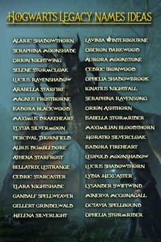 the hogwart's legy names are shown in this poster