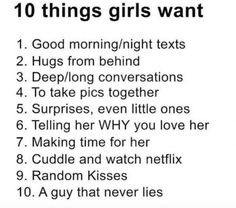 the ten things girls want to do