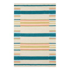 a rug with multicolored stripes on it