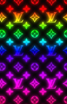 the colors of louis vuitton on a black background are very colorful and bright