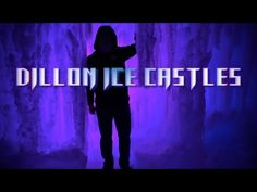 a man standing in front of a purple background with the words dilllon ice castles