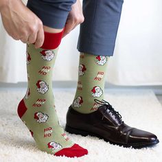 Men's HoHoHo Santa Socks - A. Dodson's Cool Christmas Socks, Cheap Multicolor Christmas Socks, Mens Christmas Socks, Playful Red Winter Socks, Bride Birthday, Cooler Gift, Christmas Attire, Santa Socks, Santa Outfit