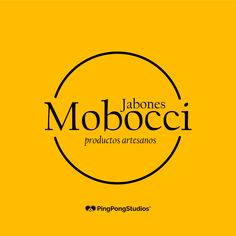 the logo for jabones mobboccii products are shown on a yellow background