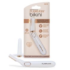 Flawless Bikini is discreet, portable and removes unwanted hair from the bikini area INSTANTLY and PAIN FREE. No more nicks, cuts, irritation, razor bumps or ingrown hairs. This beauty tool fits in your purse, beach bag or suitcase, and is conveniently sized to fit in compact spaces like vanity drawers. Flawless Bikini features an LED Halo around the head to illuminate the skin to help find unwanted hair. Hair Removal Razor, Best Hair Removal Products Bikinis, Best Razors For Women Shaving, Prevent Razor Bumps, Womens Shaving Tips Bikinis, Venus Razor For Women, Hair Removal Devices, Best Hair Removal Products, Underarm Hair Removal