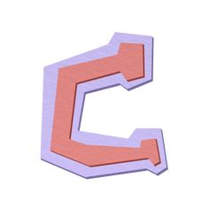 the letter c is made up of pink and purple paper